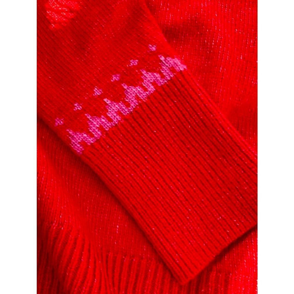 Talbots Fair Isle Wool Blend Sweater Size M Red Pink Side Slits - Picture 3 of 6